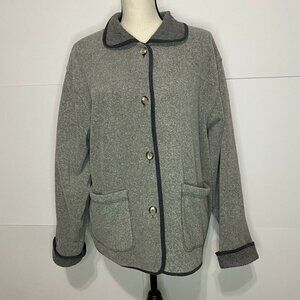 Vintage North Face Sz Medium Buttoned Front Sweater Jacket Cuffed Sleeve Gray